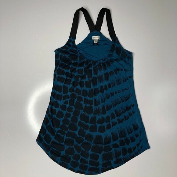 Dynamite Teal Blue Black Paint Scooped Hem Racerback Tank Top Shirt SIZE S - Picture 1 of 11